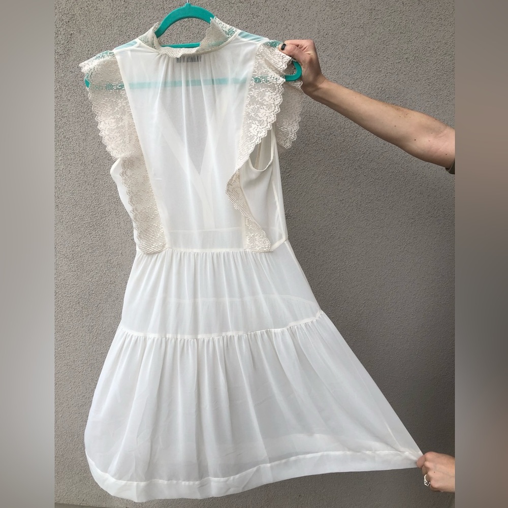 Sandro Paris sheer midi dress with lace detail size 2 - Picture 11 of 16